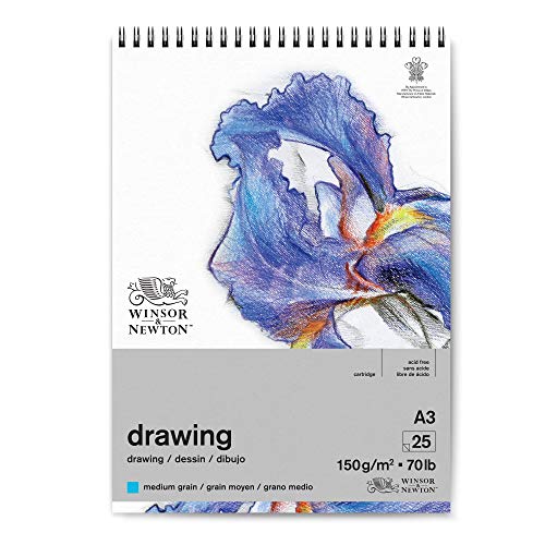 Winsor & Newton 6691007 Zeichenpapier im Spiralblock - 25 Blatt DIN A3, 150g/m², mittlere Körnung, natürliches Weiß, säurefrei, Alterungsbeständig, ideal für Bleistift, Buntstift, Pastell und Kohle Winsor & Newton 6691007 Zeichenpapier im Spiralblock - 25 Blatt DIN A3, 150g/m², mittlere Körnung, natürliches Weiß, säurefrei, Alterungsbeständig, ideal für Bleistift, Buntstift, Pastell und Kohle von Winsor & Newton