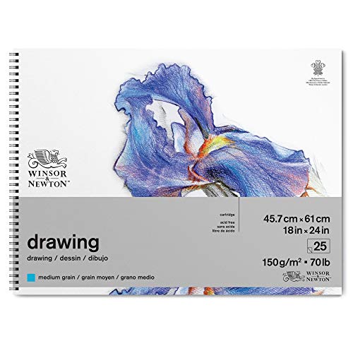 Winsor & Newton 6691014 Zeichenpapier im Spiralblock - 25 Blatt 45,7 x 61,0 cm, 150g/m², mittlere Körnung, natürliches Weiß, säurefrei, Alterungsbeständig für Bleistift, Buntstift, Pastell, Kohle Winsor & Newton 6691014 Zeichenpapier im Spiralblock - 25 Blatt 45,7 x 61,0 cm, 150g/m², mittlere Körnung, natürliches Weiß, säurefrei, Alterungsbeständig für Bleistift, Buntstift, Pastell, Kohle von Winsor & Newton