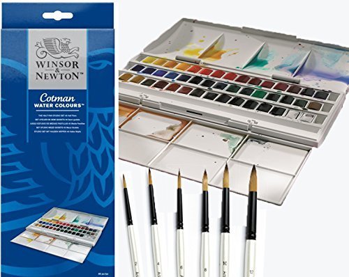 Winsor & Newton Cotman halbe Pfanne Wasser Farbe Studio Set Plus 6 Aquarell Pearl Pinsel Winsor & Newton Cotman halbe Pfanne Wasser Farbe Studio Set Plus 6 Aquarell Pearl Pinsel von Winsor & Newton