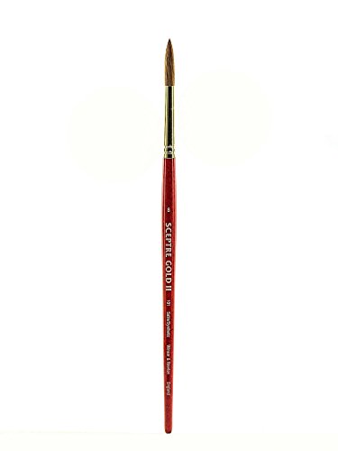 Winsor & Newton 5181708 Sceptre Gold II Künstler Aquarellpinsel mit hoher Farbtragekapazitat & exzellenter Sprungkraft, Serie 101 - Rundpinsel, kurzer Stiel, Nr.8 - 4,9mm von Winsor & Newton