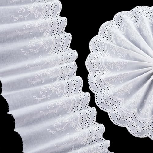 Winsyison 4,5 m Spitzenbesatz mit Baumwollöse, weiße Baumwolle, Blumenstickerei, Spitze, gewellter Rand, Stoff zum Nähen von Kleidern, Taschen, 4,5 m Winsyison 4,5 m Spitzenbesatz mit Baumwollöse, weiße Baumwolle, Blumenstickerei, Spitze, gewellter Rand, Stoff zum Nähen von Kleidern, Taschen, 4,5 m von Winsyison