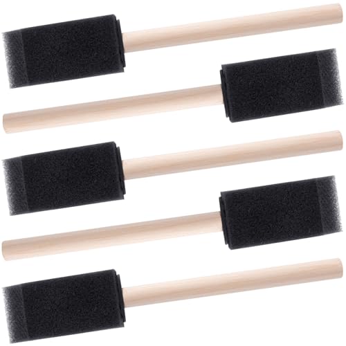 Winsyison 5 x Schaumstoff-Pinsel, 2,5 cm Schwamm-Malwerkzeug mit Holzgriff, schwarzer Schwammpinsel zum Bemalen von Beizen, Lacken, DIY Handwerk von Winsyison