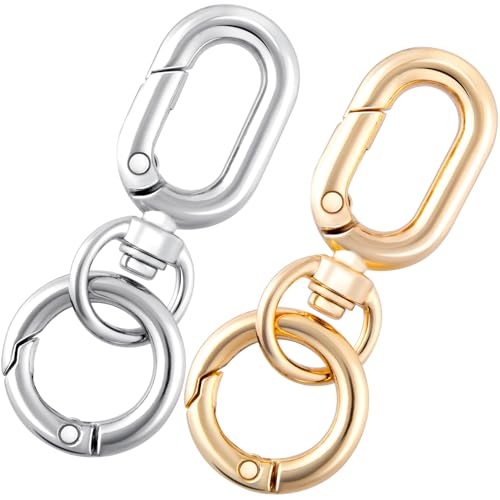Winsyison Karabinerhaken mit doppelter Öffnung, Zinklegierung, Feder-Karabinerhaken für Schmuck, Schlüsselbänder, Bastelarbeiten, Drehgelenk-Verschluss für Camping, Wandern, Reisen, Gold und Schwarz Winsyison Karabinerhaken mit doppelter Öffnung, Zinklegierung, Feder-Karabinerhaken für Schmuck, Schlüsselbänder, Bastelarbeiten, Drehgelenk-Verschluss für Camping, Wandern, Reisen, Gold und Schwarz von Winsyison