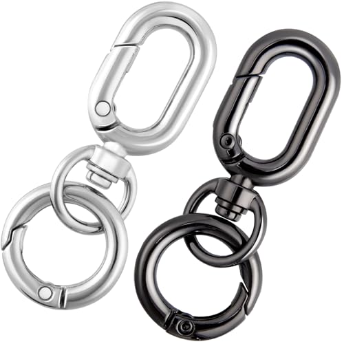 Winsyison Karabinerhaken mit doppelter Öffnung, Zinklegierung, Feder-Karabinerhaken für Schmuck, Schlüsselbänder, Bastelarbeiten, Drehgelenk-Verschluss für Camping, Wandern, Reisen, Silber und Schwarz Winsyison Karabinerhaken mit doppelter Öffnung, Zinklegierung, Feder-Karabinerhaken für Schmuck, Schlüsselbänder, Bastelarbeiten, Drehgelenk-Verschluss für Camping, Wandern, Reisen, Silber und Schwarz von Winsyison