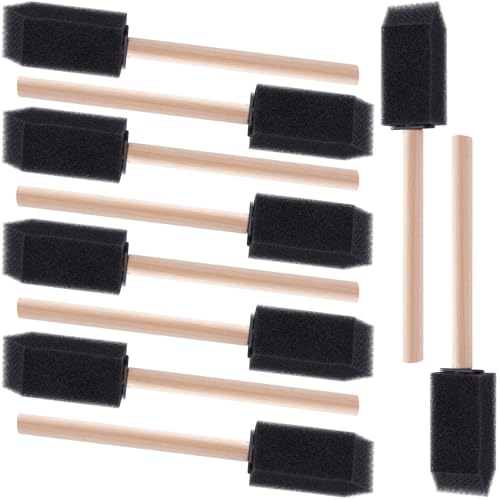 Winsyison Schaumstoff-Pinsel, 10 Stück, 2,5 cm Schwamm-Malwerkzeug mit Holzgriff, schwarzer Schwammpinsel zum Bemalen von Beizen, Lacken, DIY Handwerk Winsyison Schaumstoff-Pinsel, 10 Stück, 2,5 cm Schwamm-Malwerkzeug mit Holzgriff, schwarzer Schwammpinsel zum Bemalen von Beizen, Lacken, DIY Handwerk von Winsyison