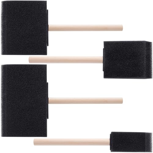 Winsyison Schaumstoff-Pinsel, 4 Größen, Schwamm-Malwerkzeug mit Holzgriff, schwarzer Schwammpinsel zum Bemalen von Flecken, DIY Handwerk (2,5 cm, 5,1 cm, 7,6 cm, 10,2 cm) von Winsyison