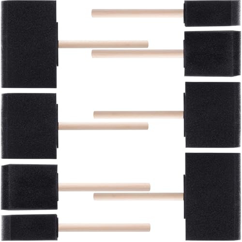 Winsyison Schaumstoff-Pinsel, 8 Stück, 4 Größen, Schwamm-Malwerkzeug mit Holzgriff, schwarzer Schwammpinsel zum Bemalen von Flecken, DIY Handwerk (10,2 cm, 7,6 cm, 5,1 cm, 2,5 cm) von Winsyison