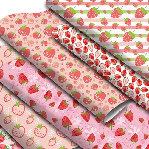 8 Stück Erdbeer-Kunstlederbögen, 33 x 20 cm, rosafarbene Erdbeeren, synthetischer Stoff, Obsthandwerk, Leder-Stoffblatt für die Herstellung von Erdbeer-Ohrringen, Nähtaschen, Haarschleifen, DIY 8 Stück Erdbeer-Kunstlederbögen, 33 x 20 cm, rosafarbene Erdbeeren, synthetischer Stoff, Obsthandwerk, Leder-Stoffblatt für die Herstellung von Erdbeer-Ohrringen, Nähtaschen, Haarschleifen, DIY von Winterworm