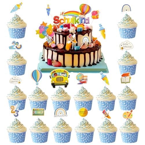 27Stk Tortendeko Einschulung Junge Schulkind Kuchendeko Schulanfang Tortendeko Schultüte Cupcake Topper Schuleinführung Deko Zuckertüte Kuchen Topper Dekorationen ABC 123 Für Schulanfang Party Deko 27Stk Tortendeko Einschulung Junge Schulkind Kuchendeko Schulanfang Tortendeko Schultüte Cupcake Topper Schuleinführung Deko Zuckertüte Kuchen Topper Dekorationen ABC 123 Für Schulanfang Party Deko von Winwild