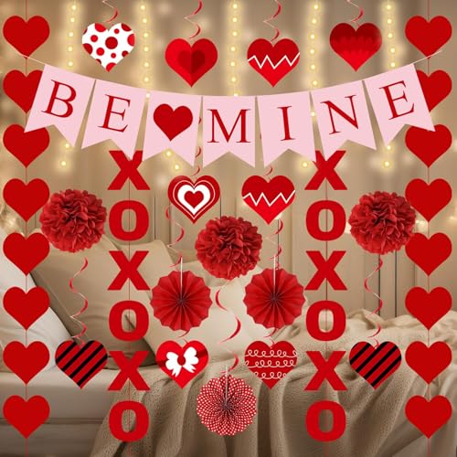 Wiooffen 22-teiliges Valentinstagsdekorationsset "Be Mine Love", Herz-XO-Girlanden mit beleuchteten Dekorationen, Valentinstag, hängende Herzwirbel für Valentinstag, Partyzubehör, Hochzeitsbedarf Wiooffen 22-teiliges Valentinstagsdekorationsset "Be Mine Love", Herz-XO-Girlanden mit beleuchteten Dekorationen, Valentinstag, hängende Herzwirbel für Valentinstag, Partyzubehör, Hochzeitsbedarf von Wiooffen