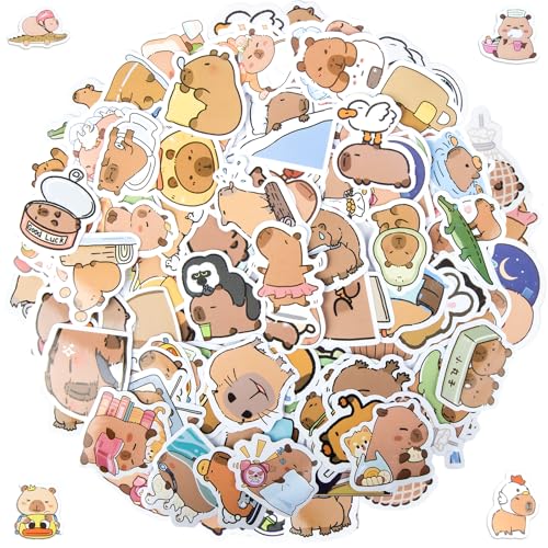 120 Stück Capybara Aufkleber Kawaii Wasserfeste Aufkleber Set, Anime Aufkleber Anwendbar für Erwachsene und Kinder Skateboard Süßer Sticker, Laptop, Gepäck, Wasserbecher Aesthetic Aufkleber von Wirhaut