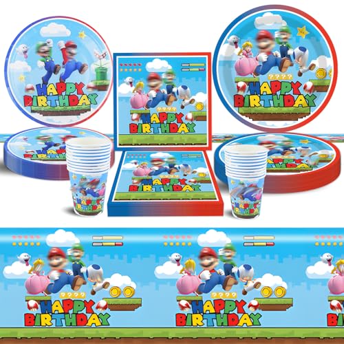 51Stück Super Bros Partygeschirr Set , Pappteller Kindergeburtstag Deko ,Kindergeburtstag Party Supplies mit Papierteller, Papierbescher, Serviettenpapier und Tischdecke 51Stück Super Bros Partygeschirr Set , Pappteller Kindergeburtstag Deko ,Kindergeburtstag Party Supplies mit Papierteller, Papierbescher, Serviettenpapier und Tischdecke von Wirhaut