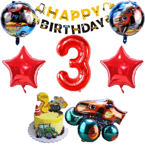 Luftballon Cars Geburtstagsdeko 3 Jahre, 6 Stück Monster Truck Luftballons, Monster Truck Folienballons, Jungen Mädchen Auto Luftballon, Kindergeburtstag Party Dekoration mit Rennauto Luftballon von Wirhaut