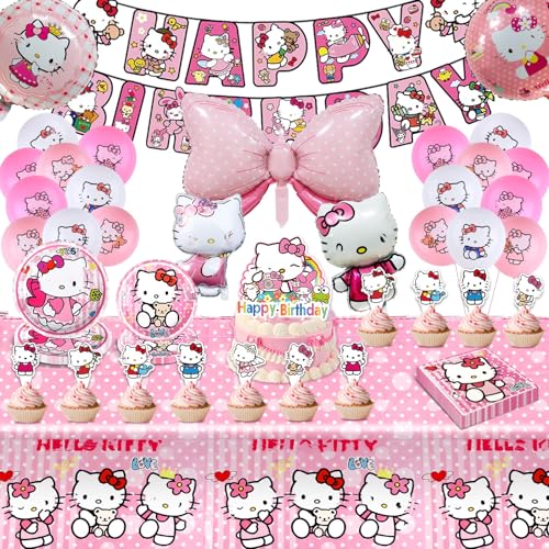 Pappteller 90 Stück Kity Geburtstagsdeko Mädchen Junge Deko, Thema Kindergeburtstag Luftballons Decoration, Katze Partygeschirr Deko Set mit Folienballons Banner Teller Tortendeko für Kinder Pappteller 90 Stück Kity Geburtstagsdeko Mädchen Junge Deko, Thema Kindergeburtstag Luftballons Decoration, Katze Partygeschirr Deko Set mit Folienballons Banner Teller Tortendeko für Kinder von Wirhaut