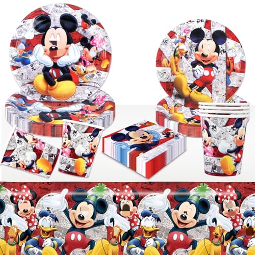 Partygeschirr 51 Stück Partygeschirr Geburtstagsdeko, Mouse Theme Kindergeburtstag Geschirr Set, Kindergeburtstag Party Deko Mit Teller Becher Servietten Tischdecke Geschirr Partygeschirr 51 Stück Partygeschirr Geburtstagsdeko, Mouse Theme Kindergeburtstag Geschirr Set, Kindergeburtstag Party Deko Mit Teller Becher Servietten Tischdecke Geschirr von Wirhaut