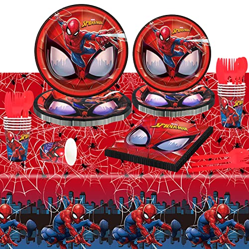 Partyteller und Tasse 81 Stück Spider-man Geburtstag Partygeschirr Set Geburtstagdeko Kindergeburtstag von Wirhaut