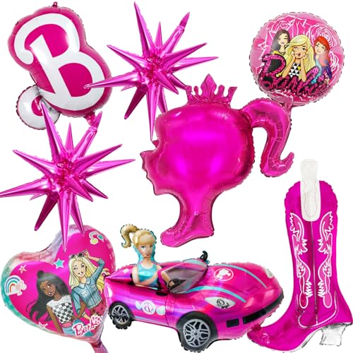 Barb Foil Luftballon, 8PCS Pink Princess Ballon, Foil Balloons Birthday Decoration, Pink Girls Foil Balloons Party Set, Barb Princess Party Supplies for Children Party Decoration Balloons von Wirhaut