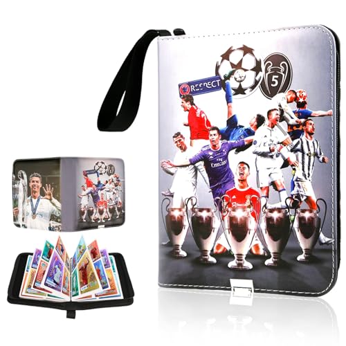 Sammelkartenalben Album 400 Karten, Wasserdicht 4 Fächer Sammelkarten Album Karten Karten mit Reißverschluss, 3 Ringe Groß Sport Karten Heft, Fussball Geschenke Junge 6 7 8 9 10 Jahre von Wirhaut
