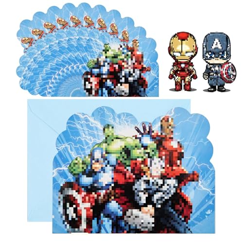 Wirhaut 20 Pcs Aveng Einladungskarten, Superhero Einladungskarten Kindergeburtstag mit Umschlägen, Einladungskarten Geburtstag, Einladung Kindergeburtstag für Mädchen Jungen Wirhaut 20 Pcs Aveng Einladungskarten, Superhero Einladungskarten Kindergeburtstag mit Umschlägen, Einladungskarten Geburtstag, Einladung Kindergeburtstag für Mädchen Jungen von Wirhaut
