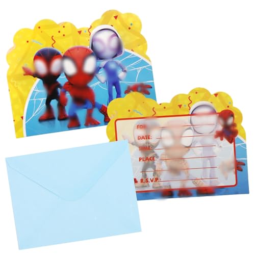 Wirhaut Einladungskarten 10 Stück Spidey Einladungskarten Kindergeburtstag, Anime Thematisch Partyeinladungen, Geburtstagseinladungen für Jungen Mädchen von Wirhaut