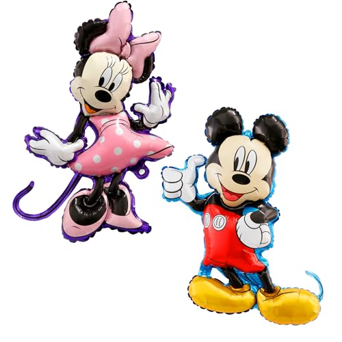 Wirhaut Mickey Minnie Geburtstagsdeko Folienballon, 2 Stück Mickey Minnie Folienballon Set Cartoon Ratte Folienballons Deko Mickey Minnie Party Luftballons für Kinder Geburtstag (Rosa und Blau) von Wirhaut