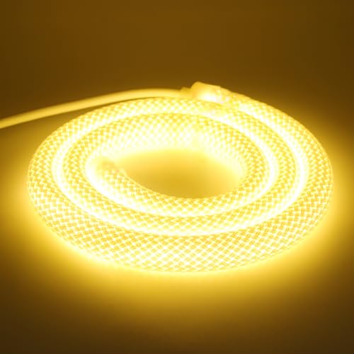 Wisada 12V Neon LED Streifen 1M, 360° Rundes Maschenrohr Neon Band, SMD2835 240LEDs/m Warmweiß IP67 Wasserdichtes Schlauch Lichtband für Weihnachten, Hochzeiten, Innen/Außen Dekoration（Ohne Adapter） von Wisada