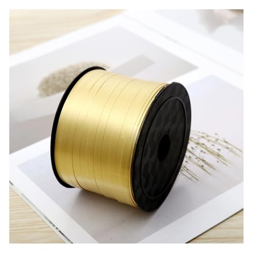 Wisafory 0.5cm x 100 Yards Satinband Geschenkband Schleifenband Dekoband Ringelband Ballonschnur für Etiketten Einladungskarten Luftballons Blumenstrauß Haare Geschenkverpackung Party Gold von Wisafory