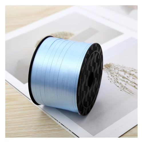 Wisafory 0.5cm x 100 Yards Satinband Geschenkband Schleifenband Dekoband Ringelband Ballonschnur für Etiketten Einladungskarten Luftballons Blumenstrauß Haare Geschenkverpackung Party Hellblau von Wisafory
