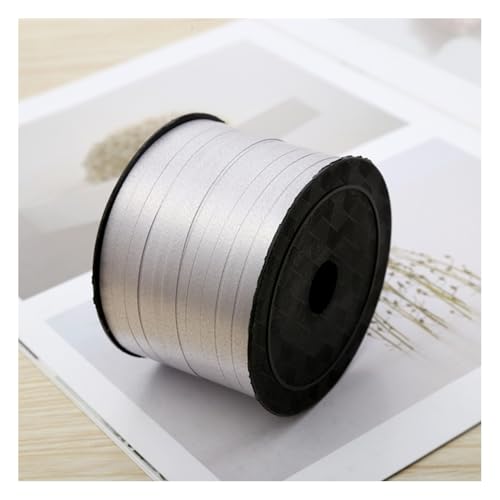Wisafory 0.5cm x 100 Yards Satinband Geschenkband Schleifenband Dekoband Ringelband Ballonschnur für Etiketten Einladungskarten Luftballons Blumenstrauß Haare Geschenkverpackung Party Silber Grau von Wisafory
