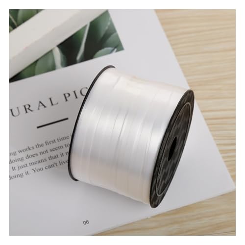 Wisafory 0.5cm x 100 Yards Satinband Geschenkband Schleifenband Dekoband Ringelband Ballonschnur für Etiketten Einladungskarten Luftballons Blumenstrauß Haare Geschenkverpackung Party Weiß von Wisafory