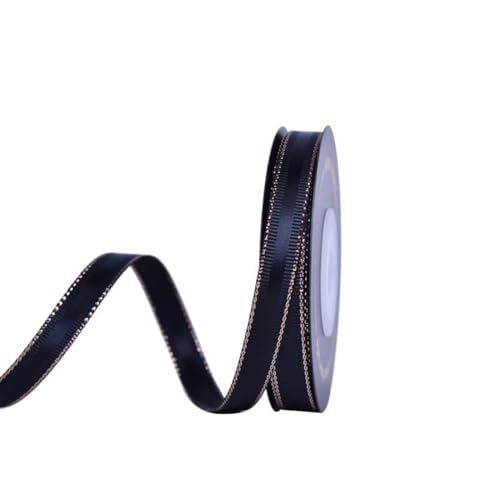 Wisafory 1 Rolle 4.5M Geschenkband Schwarz Gold Satinband Schleifenband Weihnachtsbänder Dekoband für Geschenkverpackungen, handgefertigt, Handwerk, Weihnachten, Party, Hochzeitsdekoration 9#0.9cm von Wisafory