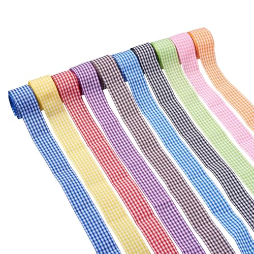 Wisafory 10 Rollen Gingham-Band Geschenkband mit Karomuster Büffelband kariertes Polyesterband für Haarschleifen, Nähen, Geschenkverpackungen, Hochzeit, Urlaub, Party-Dekoration 16mm Wisafory 10 Rollen Gingham-Band Geschenkband mit Karomuster Büffelband kariertes Polyesterband für Haarschleifen, Nähen, Geschenkverpackungen, Hochzeit, Urlaub, Party-Dekoration 16mm von Wisafory