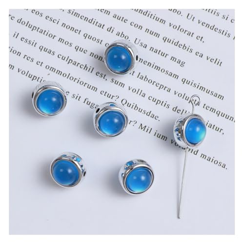 Wisafory 10 Stück Acrylperlen Abstandshalter lose Perlen mit Metallischer Rand Bunte Bastelperlen für Schmuckherstellung, Armband, Halskette, Ohrringe, Bastelarbeiten Doppelseitiger Kreis Blau von Wisafory