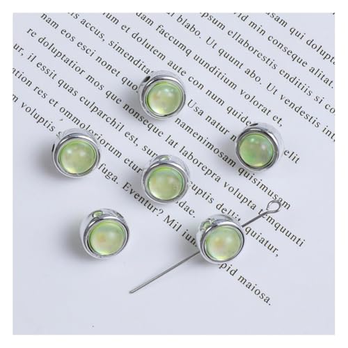 Wisafory 10 Stück Acrylperlen Abstandshalter lose Perlen mit Metallischer Rand Bunte Bastelperlen für Schmuckherstellung, Armband, Halskette, Ohrringe, Bastelarbeiten Doppelseitiger Kreis Grün von Wisafory