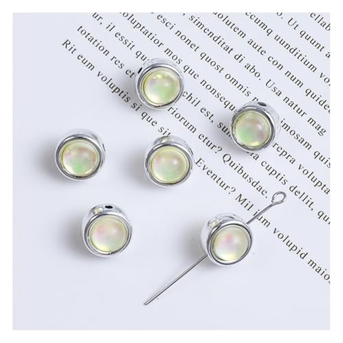 Wisafory 10 Stück Acrylperlen Abstandshalter lose Perlen mit Metallischer Rand Bunte Bastelperlen für Schmuckherstellung, Armband, Halskette, Ohrringe, Bastelarbeiten Doppelseitiger Kreis Hellgrün von Wisafory