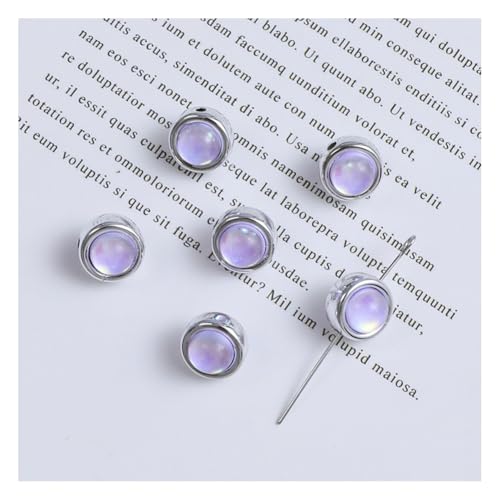 Wisafory 10 Stück Acrylperlen Abstandshalter lose Perlen mit Metallischer Rand Bunte Bastelperlen für Schmuckherstellung, Armband, Halskette, Ohrringe, Bastelarbeiten Doppelseitiger Kreis Violett von Wisafory