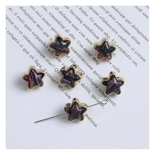 Wisafory 10 Stück Acrylperlen Abstandshalter lose Perlen mit Metallischer Rand Bunte Bastelperlen für Schmuckherstellung, Armband, Halskette, Ohrringe, Bastelarbeiten Sterne Goldrand Rosa Schwarz von Wisafory