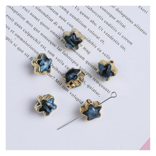 Wisafory 10 Stück Acrylperlen Abstandshalter lose Perlen mit Metallischer Rand Bunte Bastelperlen für Schmuckherstellung, Armband, Halskette, Ohrringe, Bastelarbeiten Sterne Goldrand Sterne von Wisafory