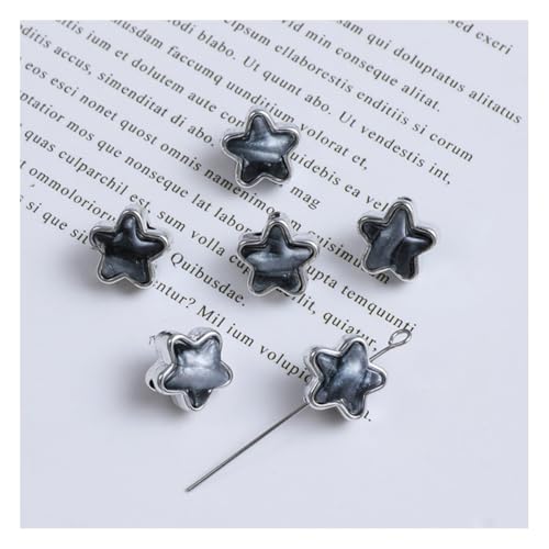 Wisafory 10 Stück Acrylperlen Abstandshalter lose Perlen mit Metallischer Rand Bunte Bastelperlen für Schmuckherstellung, Armband, Halskette, Ohrringe, Bastelarbeiten Sterne Silberrand Grau von Wisafory