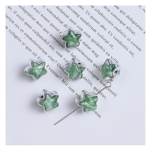 Wisafory 10 Stück Acrylperlen Abstandshalter lose Perlen mit Metallischer Rand Bunte Bastelperlen für Schmuckherstellung, Armband, Halskette, Ohrringe, Bastelarbeiten Sterne Silberrand Hellgrün von Wisafory