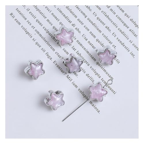 Wisafory 10 Stück Acrylperlen Abstandshalter lose Perlen mit Metallischer Rand Bunte Bastelperlen für Schmuckherstellung, Armband, Halskette, Ohrringe, Bastelarbeiten Sterne Silberrand Rosa von Wisafory