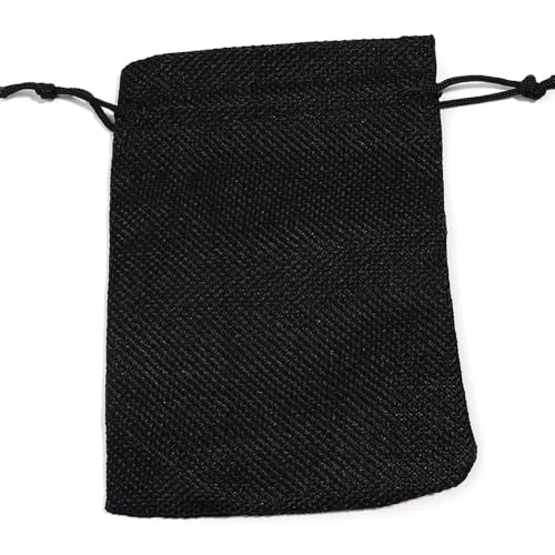Wisafory 10 Stück Jutesäckchen Leinenbeutel Kleine Geschenktüten mit Kordelzug Mehrfarbige Stoffbeutel Schmuckbeutel Geschenksäckchen für Hochzeit Party Weihnachten DIY Basteln Schwarz 7x9CM von Wisafory