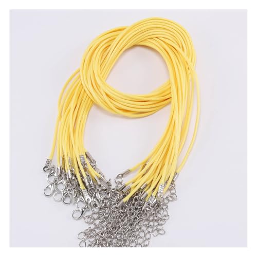 Wisafory 10 Stück Lederband Kette Gewachste Halskette Schnur mit Hummer Schließe und Verlängerungskette Kette mit Verschluss für DIY Halskette Armband Zubehör Schmuckherstellung Gelb 2mm Wisafory 10 Stück Lederband Kette Gewachste Halskette Schnur mit Hummer Schließe und Verlängerungskette Kette mit Verschluss für DIY Halskette Armband Zubehör Schmuckherstellung Gelb 2mm von Wisafory