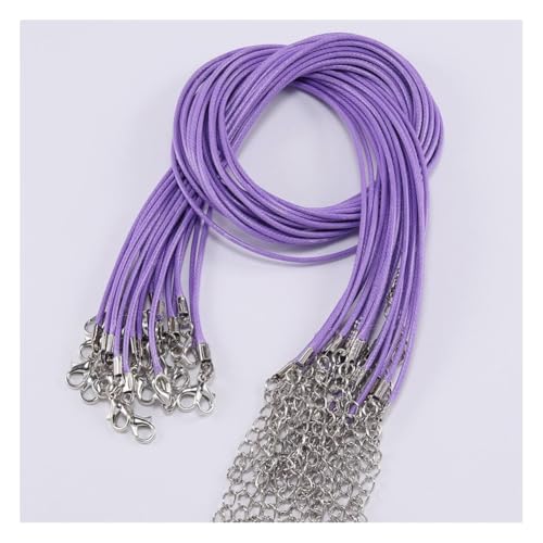 Wisafory 10 Stück Lederband Kette Gewachste Halskette Schnur mit Hummer Schließe und Verlängerungskette Kette mit Verschluss für DIY Halskette Armband Zubehör Schmuckherstellung Hellviolett 2mm Wisafory 10 Stück Lederband Kette Gewachste Halskette Schnur mit Hummer Schließe und Verlängerungskette Kette mit Verschluss für DIY Halskette Armband Zubehör Schmuckherstellung Hellviolett 2mm von Wisafory