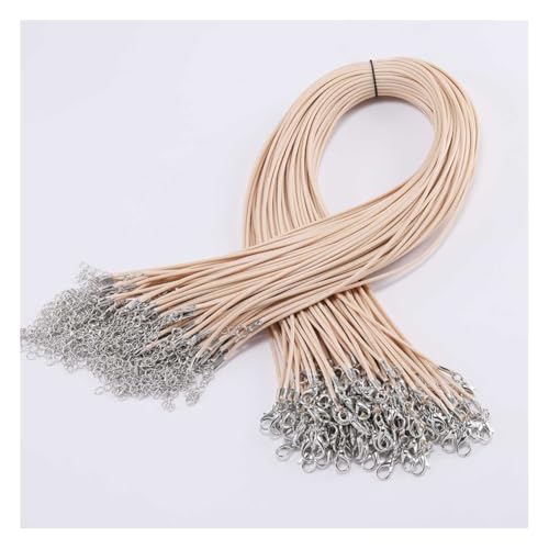 Wisafory 10 Stück Lederband Kette Gewachste Halskette Schnur mit Hummer Schließe und Verlängerungskette Kette mit Verschluss für DIY Halskette Armband Zubehör Schmuckherstellung Khaki 2mm Wisafory 10 Stück Lederband Kette Gewachste Halskette Schnur mit Hummer Schließe und Verlängerungskette Kette mit Verschluss für DIY Halskette Armband Zubehör Schmuckherstellung Khaki 2mm von Wisafory