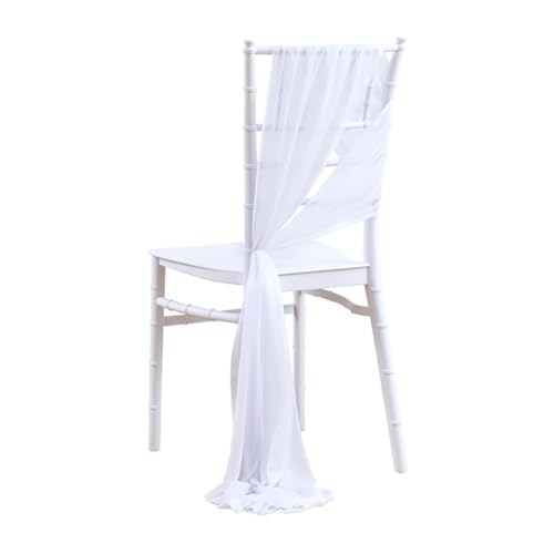 Wisafory 10 Stück Stuhl Husse Hochzeit Stuhlhussen Set Chiffon Stoff Stuhlbezug Stuhlschärpen Dekostoff Stuhl Band Stuhlhusse Dekoration für Hochzeit Zeremonie Event Party Weiß von Wisafory