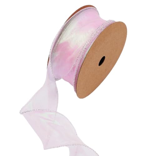 Wisafory 10 Yards Organzaband Dekoband Geschenkband Schimmernd Organza Band mit Drahtkante Schleifenband Stoffband Organza Bänder Bastelband für Blumensträuße Geschenkverpackung Rosa 4cm von Wisafory