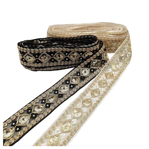 Wisafory 10 Yards Spitzenband Pailletten Einfassborte Spitze Borten Mesh Trim Lace Borte Band Applikation zum Nähen Bastelbedarf Dekorationen für Kleidung Gardine Vorhang 4.5cm Schwarz+Weiß Wisafory 10 Yards Spitzenband Pailletten Einfassborte Spitze Borten Mesh Trim Lace Borte Band Applikation zum Nähen Bastelbedarf Dekorationen für Kleidung Gardine Vorhang 4.5cm Schwarz+Weiß von Wisafory