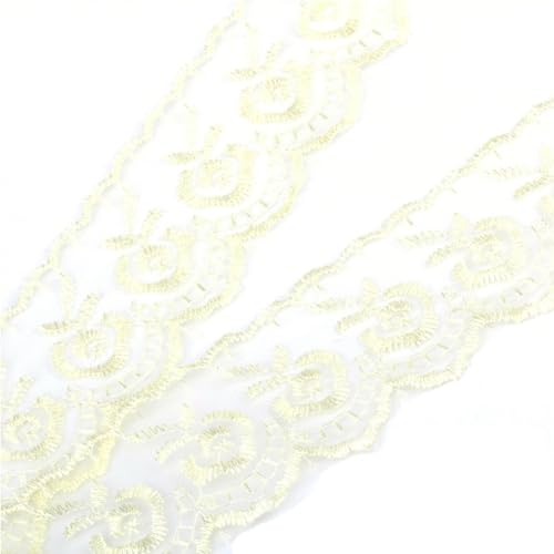 Wisafory 10 Yards Spitzenborte zum Nähen Vintage Spitzenband Spitzenbordüre Zierband Spitzenstoff Spitze Blume Borte Spitzenbesatz Geschenkband für DIY Basteln Hochzeitdeko 4.5cm Gelb von Wisafory