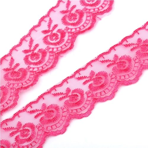 Wisafory 10 Yards Spitzenborte zum Nähen Vintage Spitzenband Spitzenbordüre Zierband Spitzenstoff Spitze Blume Borte Spitzenbesatz Geschenkband für DIY Basteln Hochzeitdeko 4.5cm Roserot von Wisafory